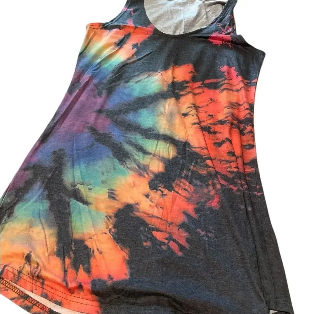 OP size sma. Rainbow Tie-Dye Racerback Tank top cover up